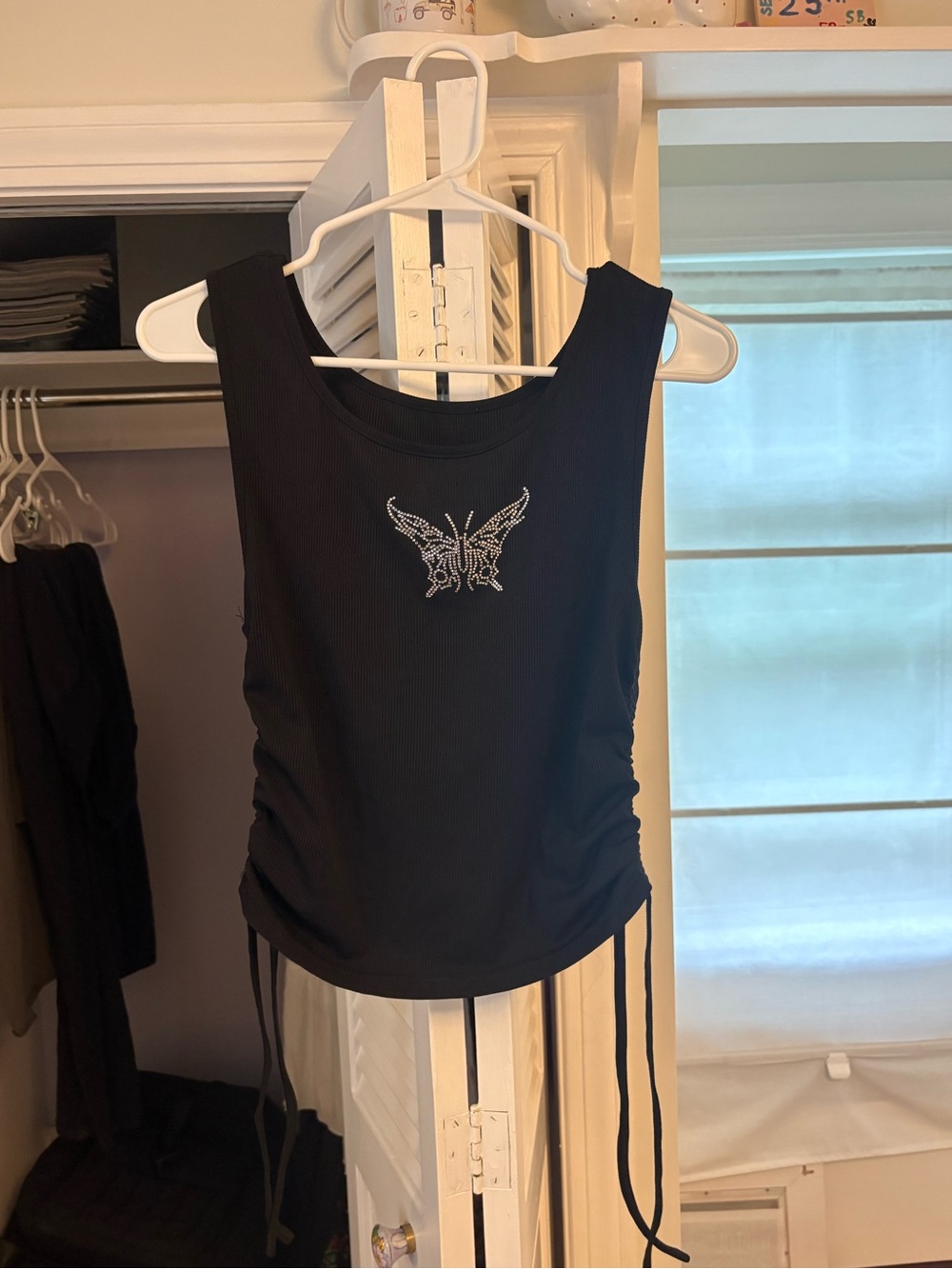SHEIN Black Studded Butterfly Tank Size Extra Large